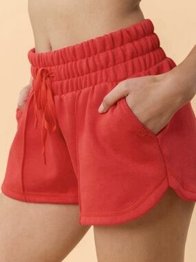 Blogilates Red Elastic-Waist Marshmallow Dolphin Lounge Shorts